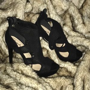 BRAND NEW! Qupid Black Mesh Stiletto Heels